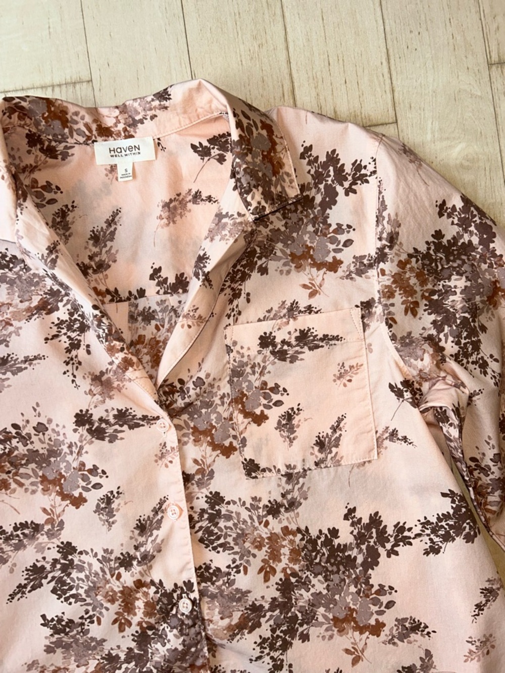 Haven Well Within Organic Cotton Poplin Pajamas Painted Rose Print Size Small - Picture 4 of 16